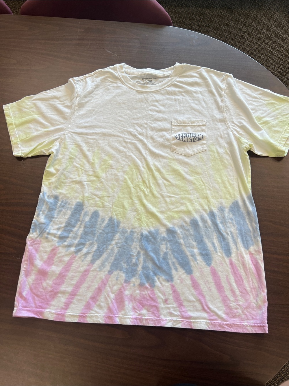 Womens Tie-Dye Pocket T-Shirt - Pastel Yellow, Blue & Pink